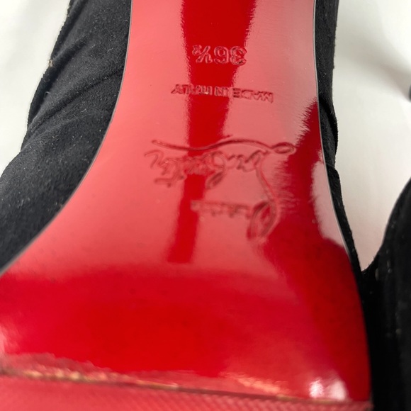 Christian Louboutin Manchon Black Suede Peep Toe Bootie Size 36.5 EU - Picture 7 of 8
